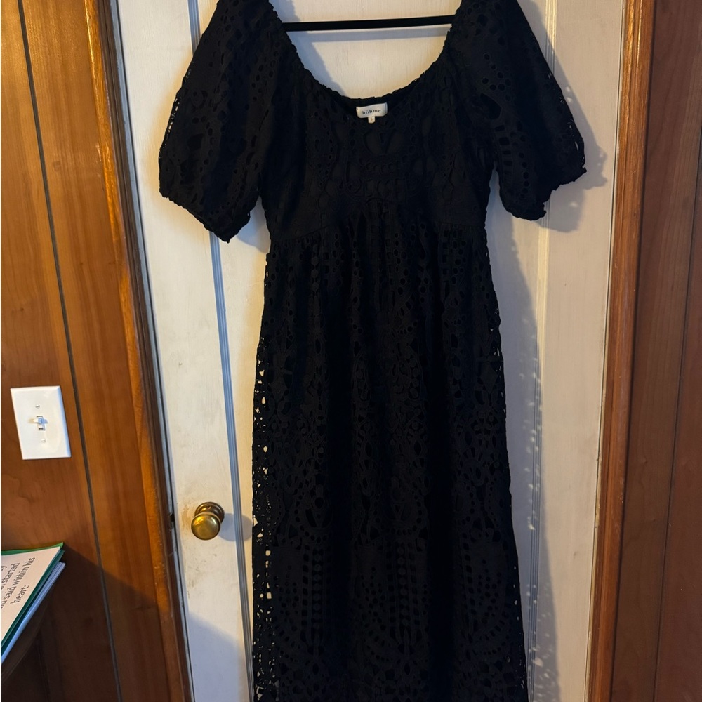 EUC Bohme “Devon” Eyelet Lace Maxi Dress in Black - Picture 4 of 8